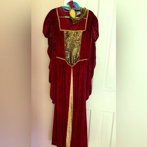 Elegant Burgundy and Gold Gown